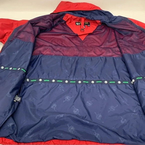 Eddie Bauer Ebtek Nylon Windbreaker Jacket Men XL Full Zip Utility Hood Pockets - Picture 10 of 16